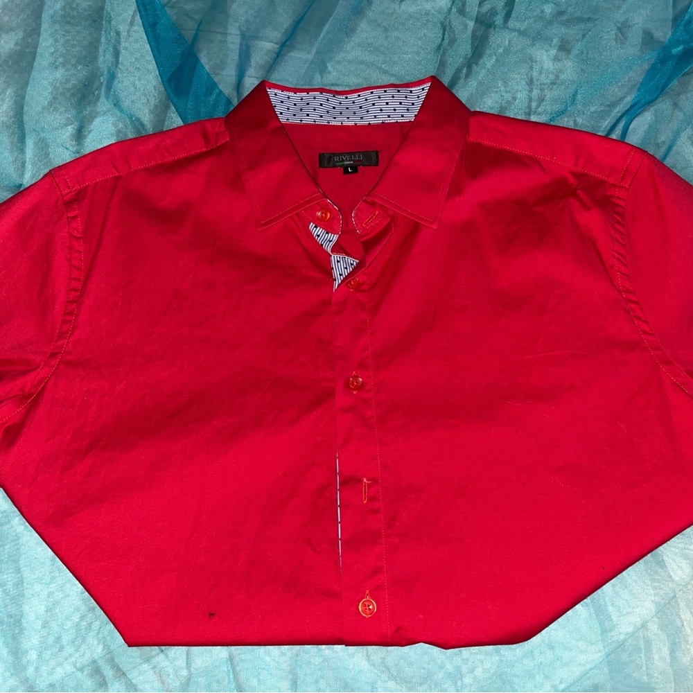 SOLD Red Rivelli Short Sleeve Button Down